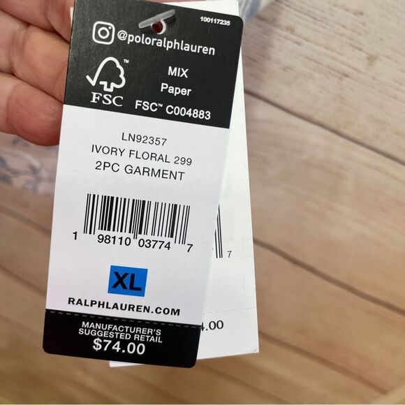 NEW WITH TAGS LAUREN RALPH LAUREN BLUE FLORAL PAJAMA TOP - Picture 4 of 6